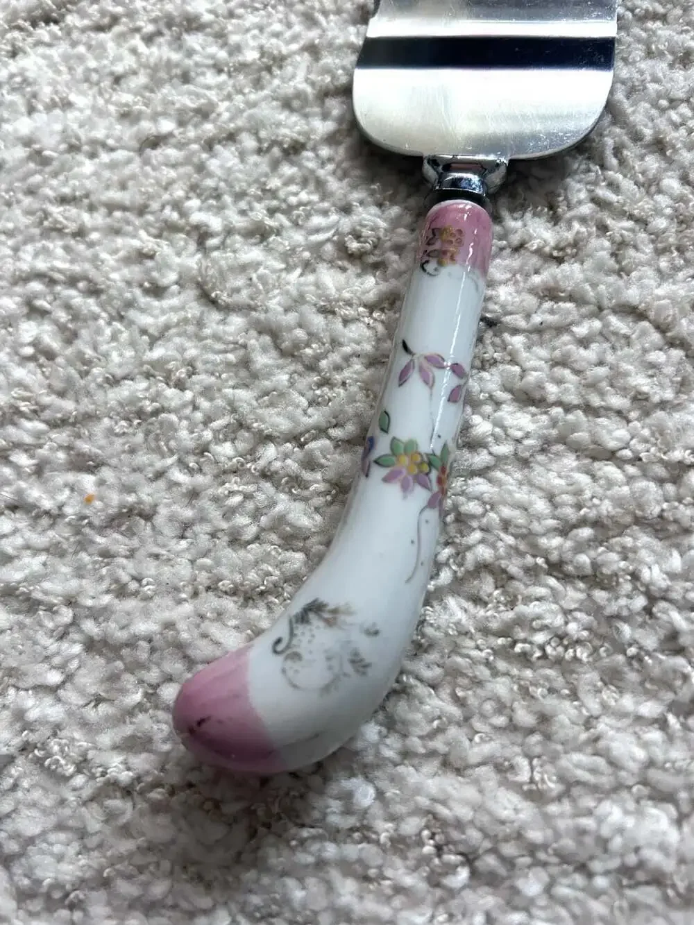Vintage Floral Porcelain Handle Stainless Steel Cake Server